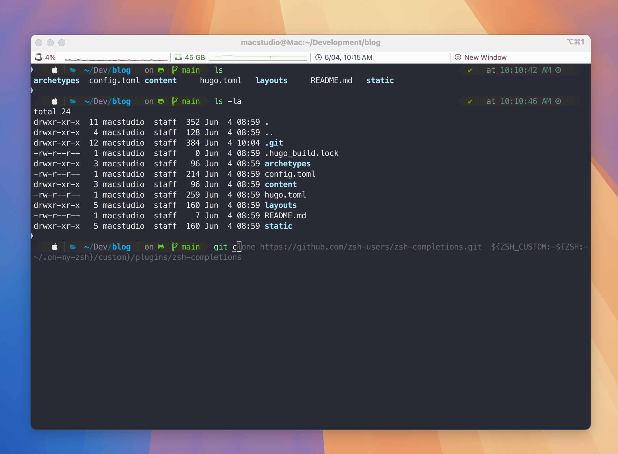 iTerm new look with syntax-highlighting and auto-suggestion